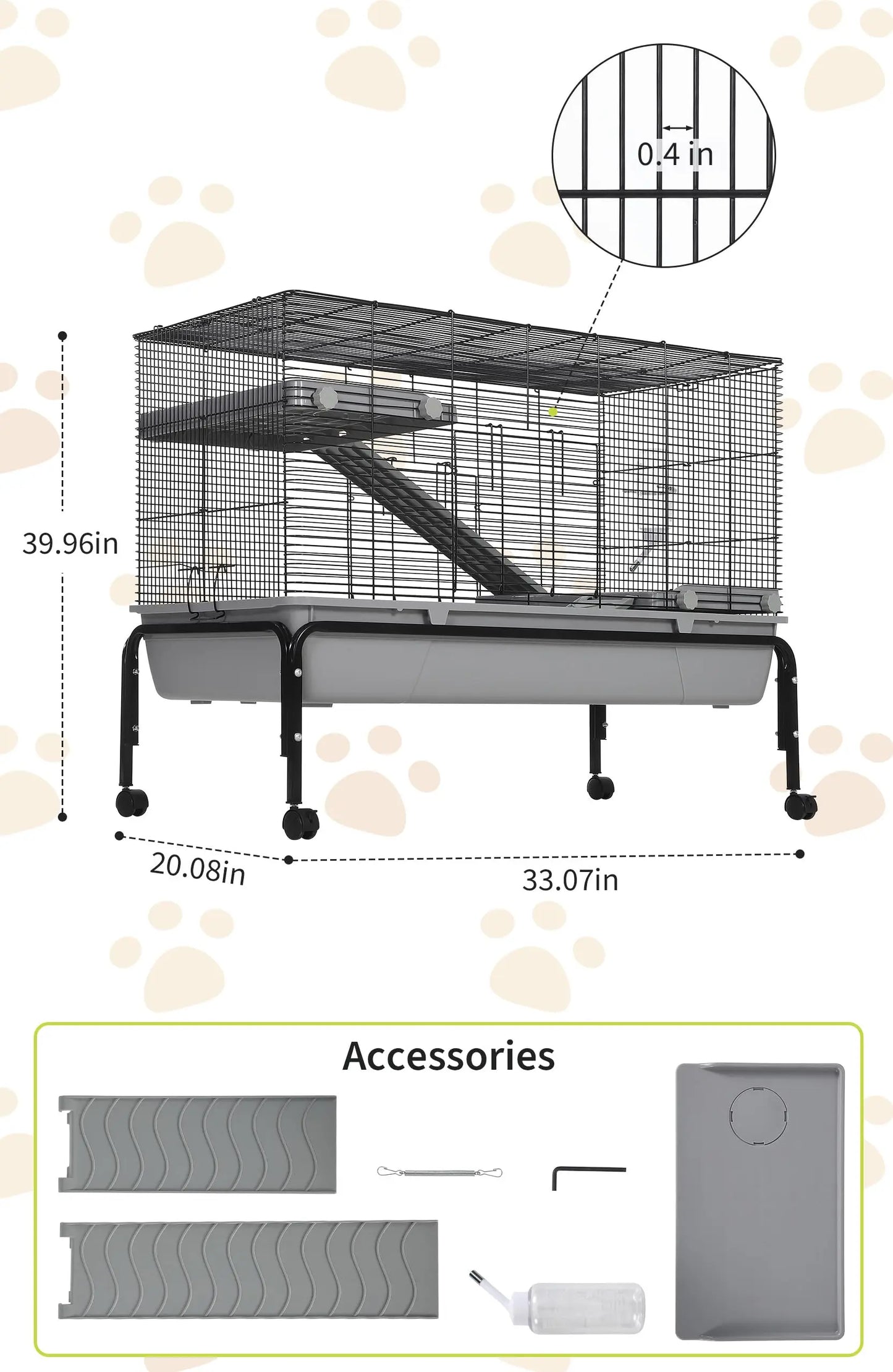 HiMISS Small Animal Cage With Detachable Stand And Ramp