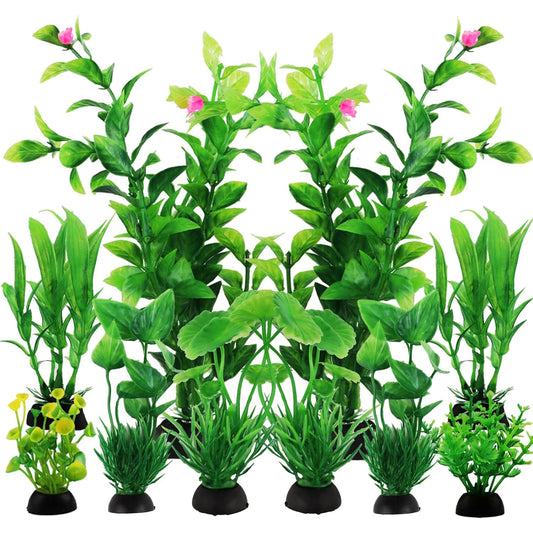 Aquarium Plastic Plant Decor Set For Fish Tanks 10 Piece