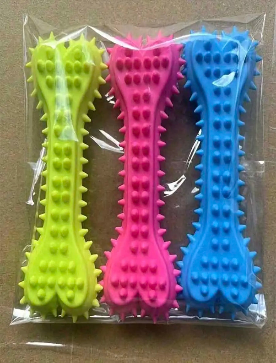Bone Shape Dog Chew Toy Soft Rubber Bite Resistant For Small Dogs