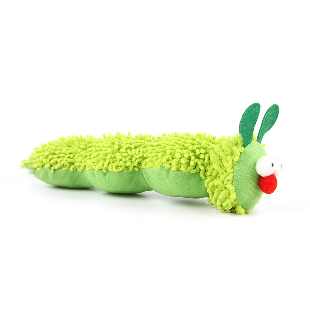 Caterpillar Cat Chew Toy Plush Nylon Teaser With Catnip Silvervine