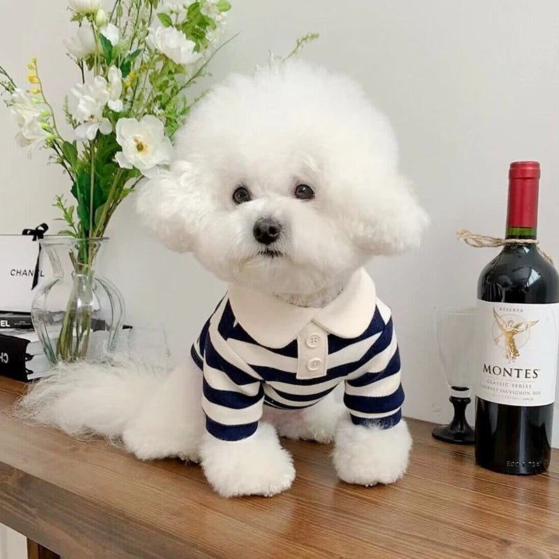 Summer Polo Shirt For Dogs Bichon Frise Chihuahua Stripe Vest