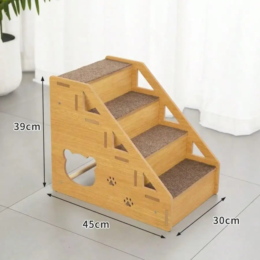 Wooden Right Angle Pet Stairs For Dogs Non Slip Surface
