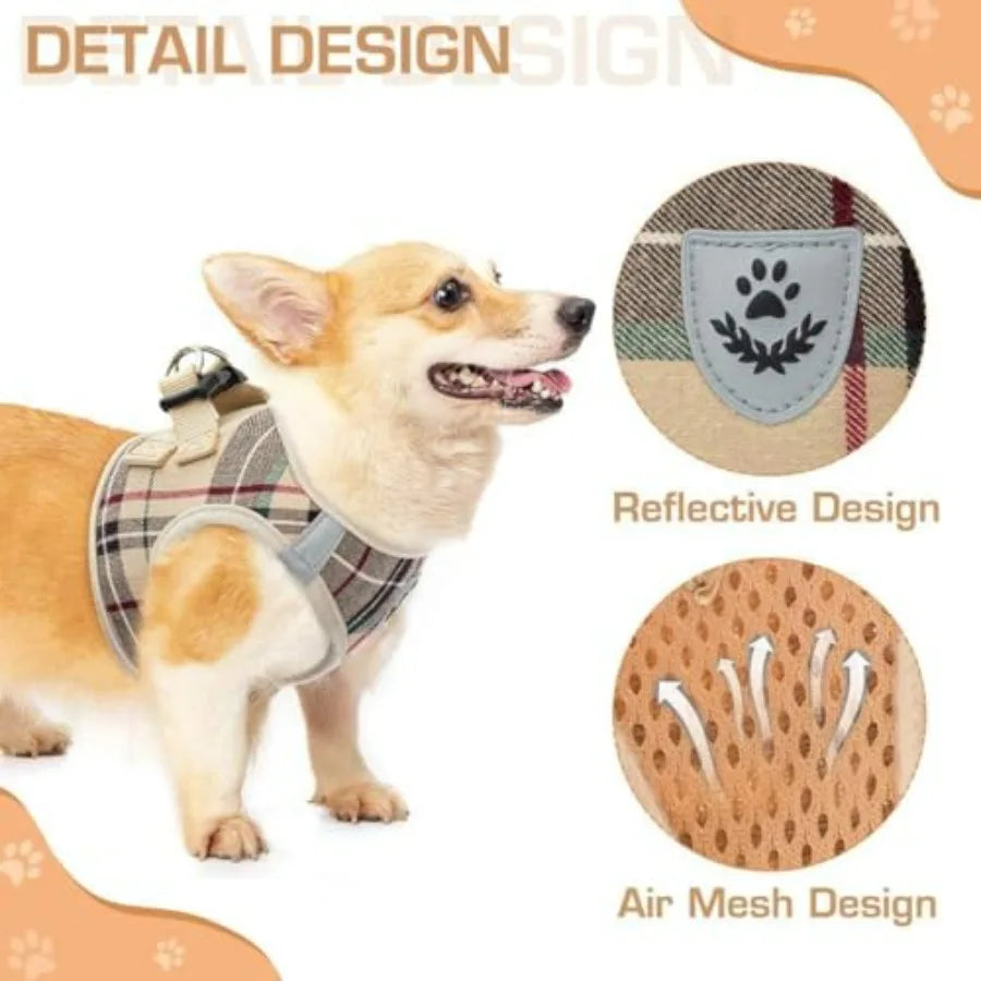Dog Harness And Leash Set No-Pull Step-In Reflective Mesh Vest