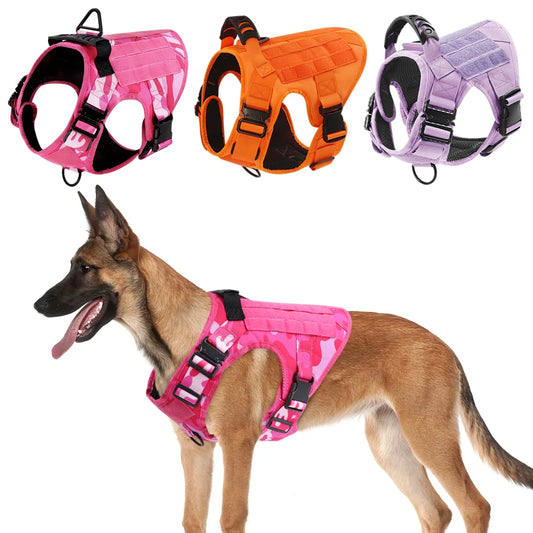 Military Camouflage Nylon Dog Harness With Adjustable Leash