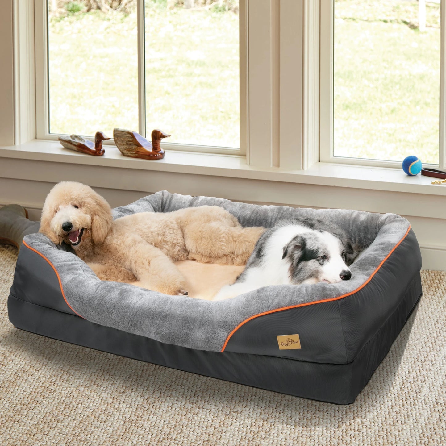 BINGOPAW Large Dog Bed Anti Allergy Warm Washable Removable Cover