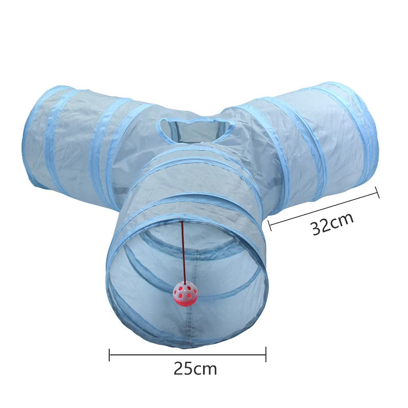 Foldable Cat Tunnel Toy With Peep Hole For Interactive Play