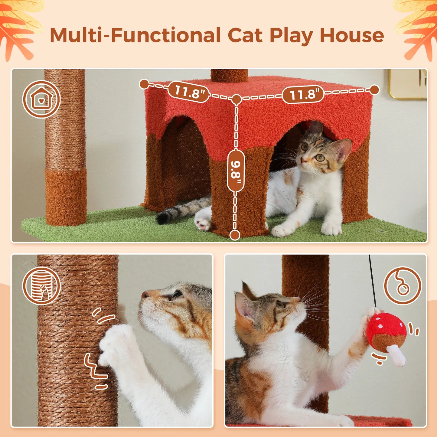 PAWZ Road Multi Level Cat Tree With Scratching Posts And Condo