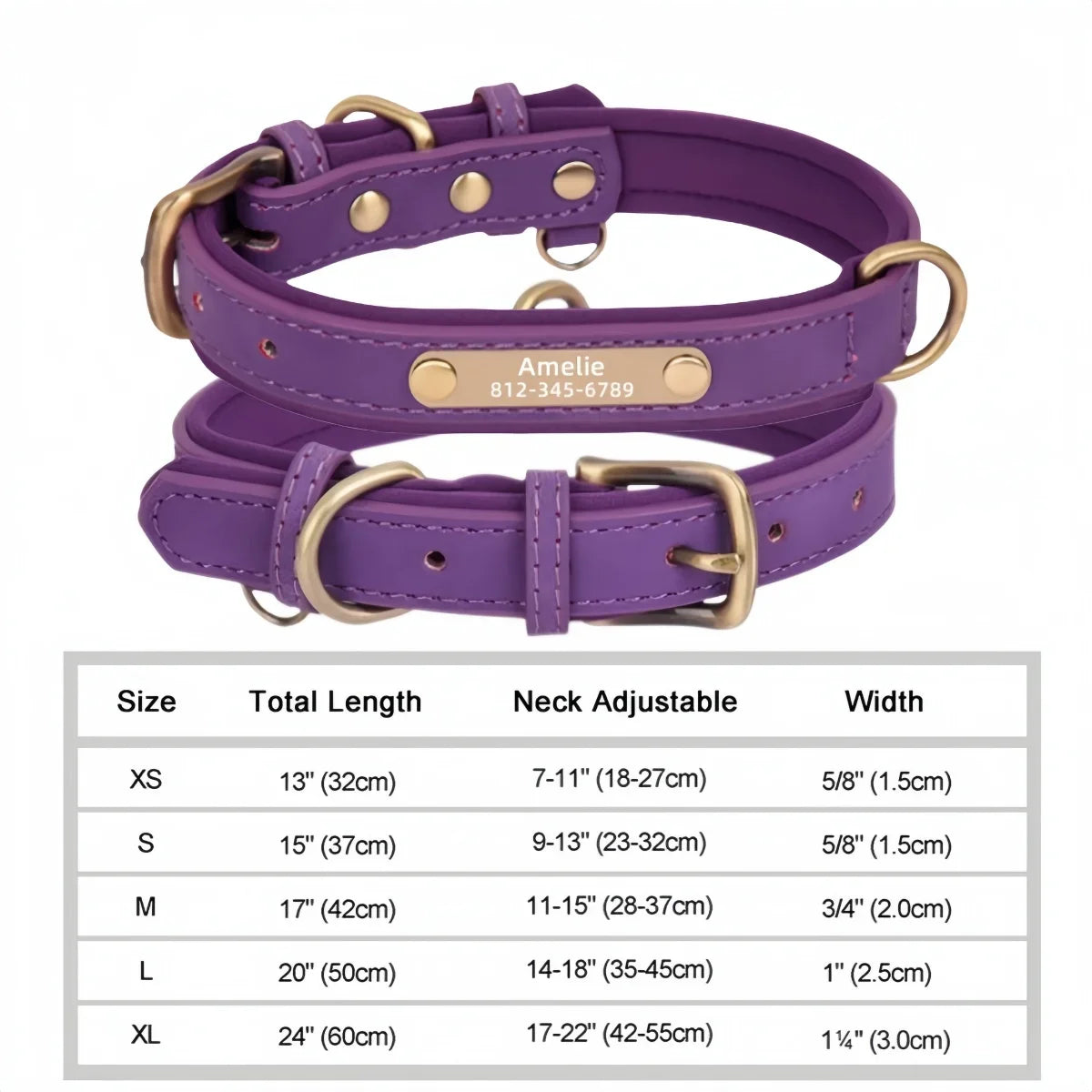 COOYOMOO Personalized Leather ID Nameplate Dog Collar Padded