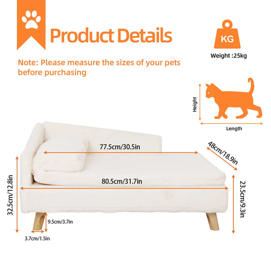 BINGOPAW L-Shape Dog Sofa Bed With Wooden Legs For Pets