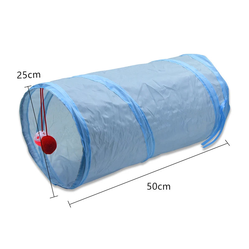 Foldable Cat Tunnel Toy With Peep Hole For Interactive Play