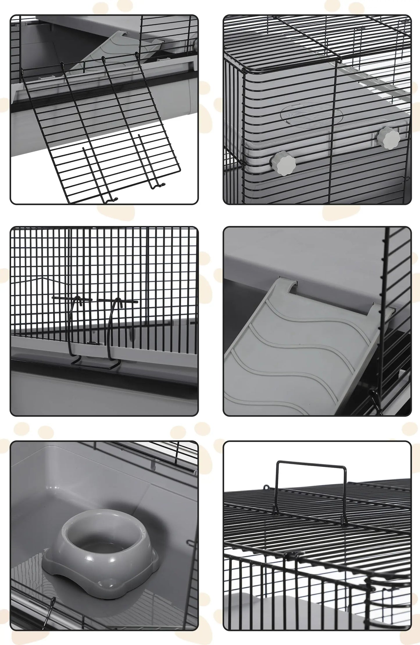 HiMISS Small Animal Cage With Detachable Stand And Ramp