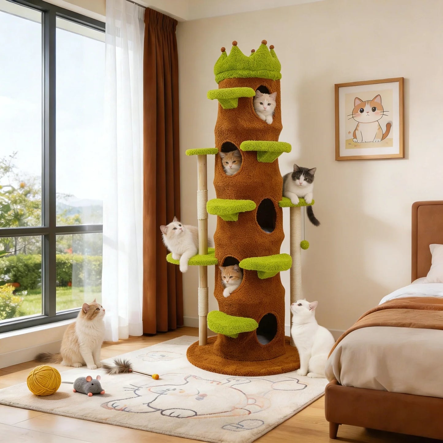 Bingopaw Heavy Duty Cat Tree Five Tier Tower Plush Cave
