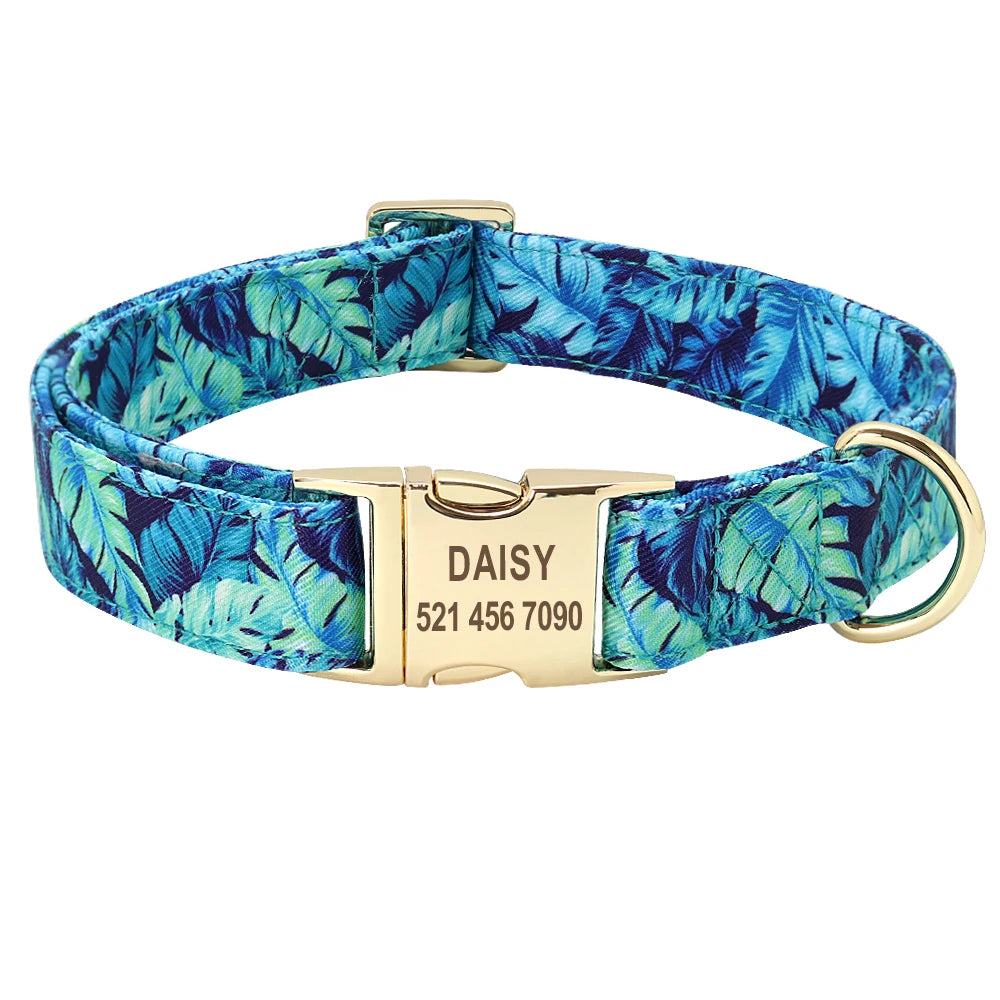 Personalized Nylon Dog Collar And Leash Set With Free Nameplate