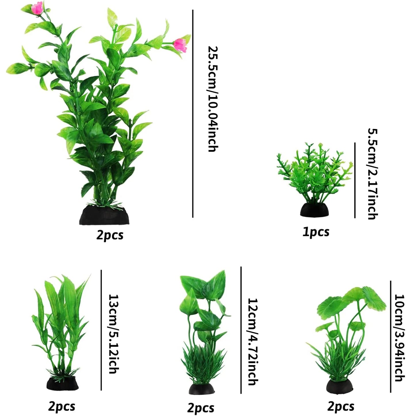 Aquarium Plastic Plant Decor Set For Fish Tanks 10 Piece