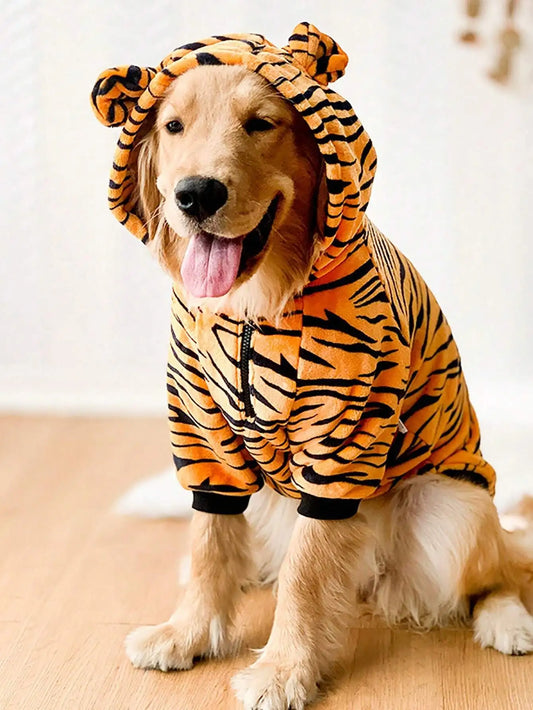 None CN Winter Warmer Dog Costume With Cute Tiger Design