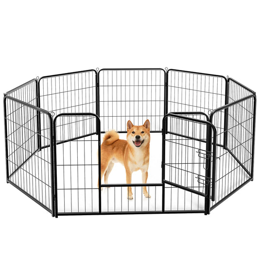 JHK Metal 8 Panel Dog Playpen Foldable Indoor Outdoor Fence