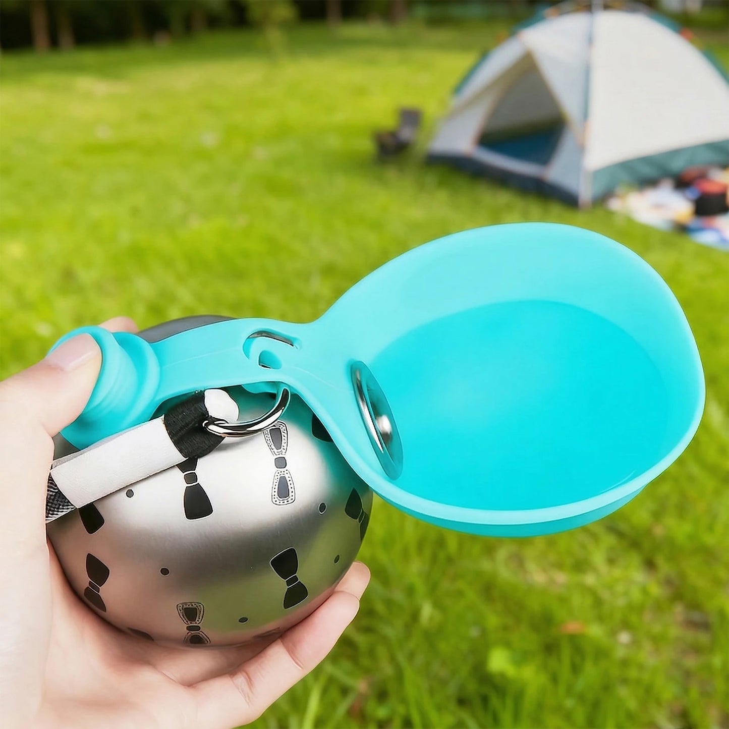 Two In One Dog Water Bottle With Foldable Silicone Bowl