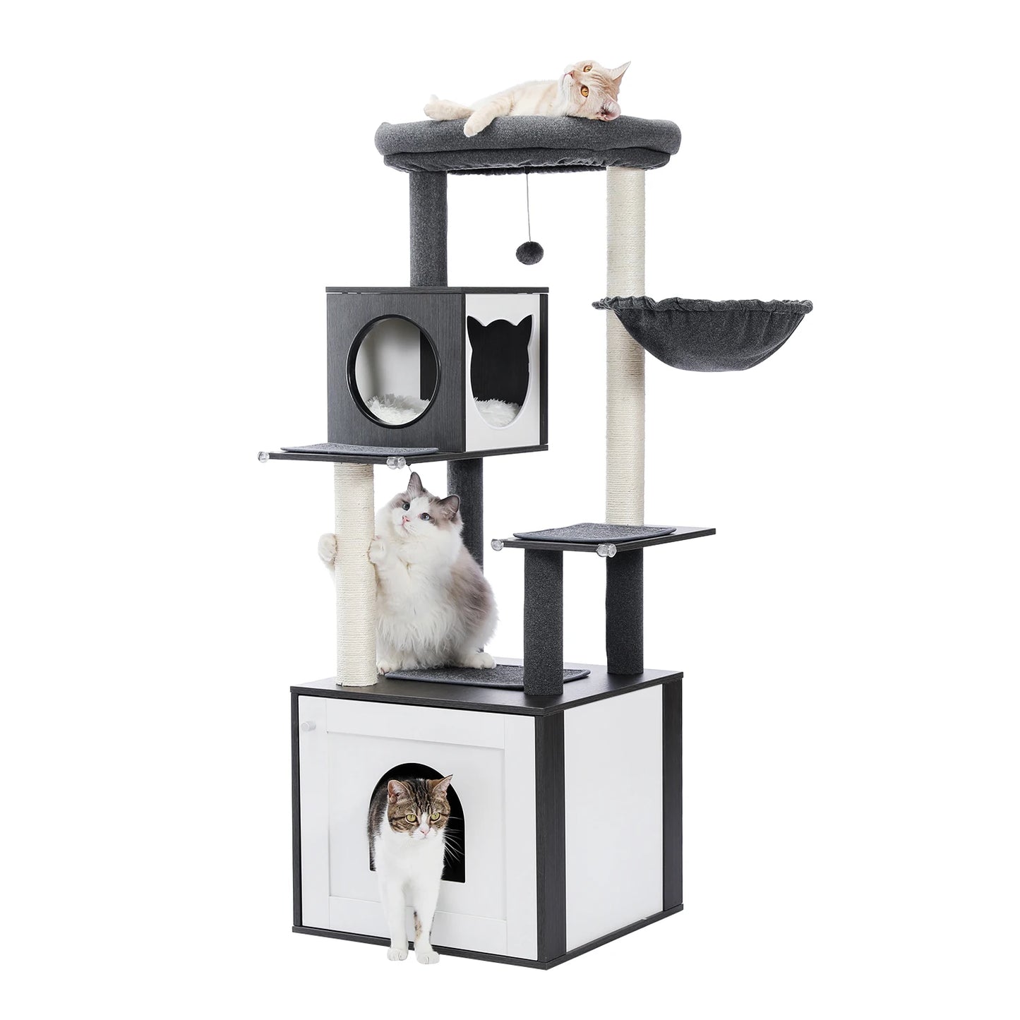PAWZ Road Cat Tree Litter Box Enclosure And Storage Cabinet