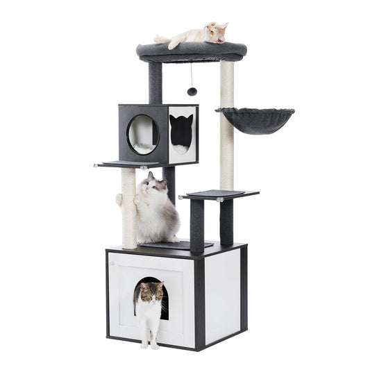 PAWZ Road Cat Tree Litter Box Enclosure And Storage Cabinet