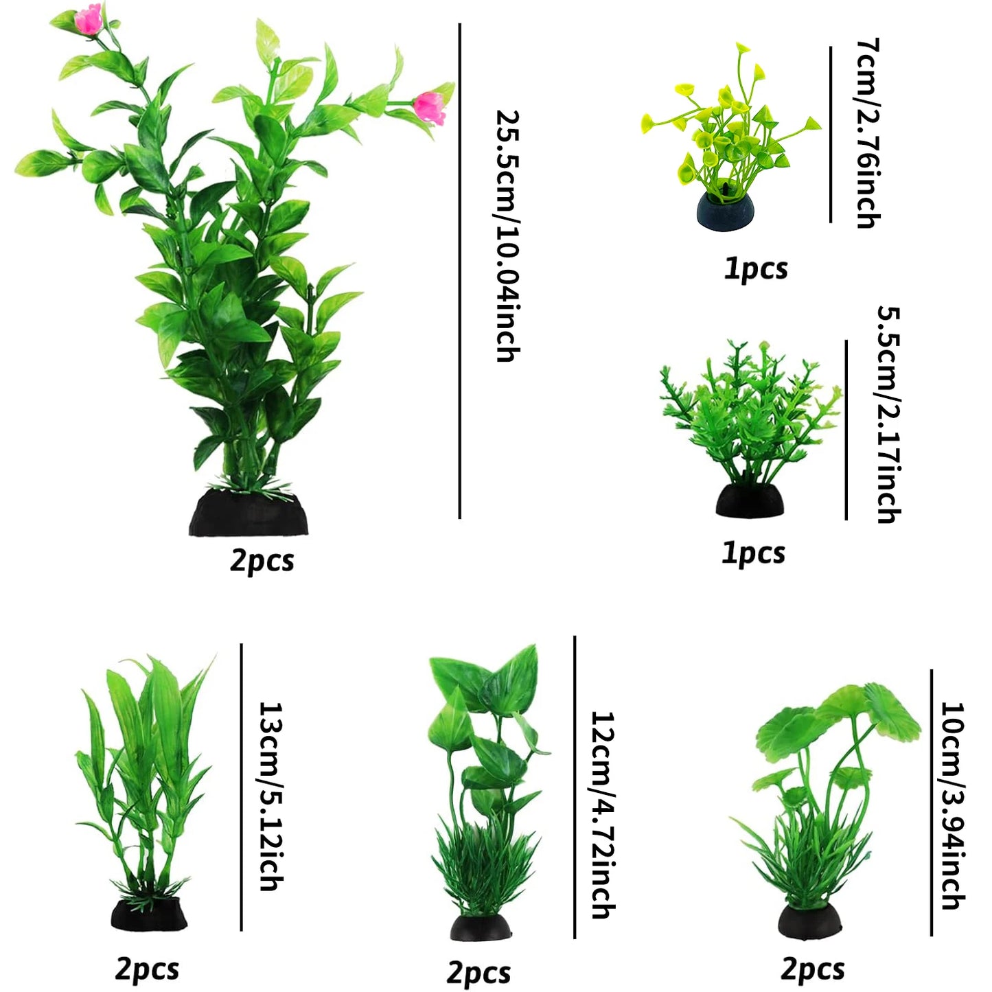 Aquarium Plastic Plant Decor Set For Fish Tanks 10 Piece