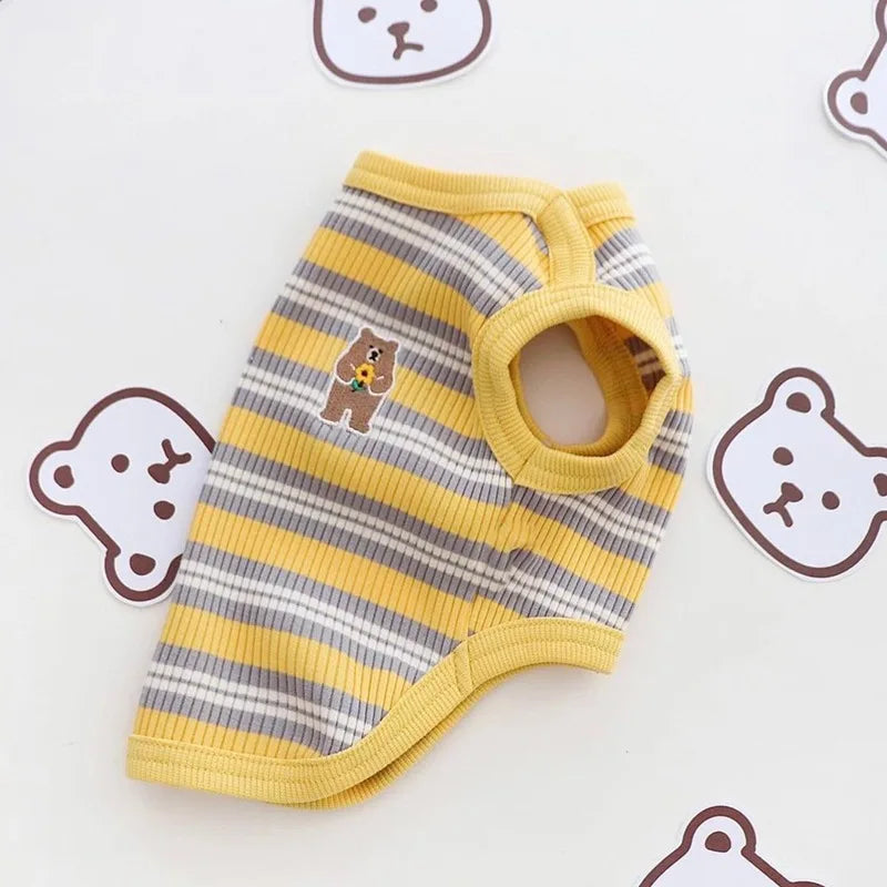 Summer Cotton Bear Print Dog Shirt Vest For Small Dogs