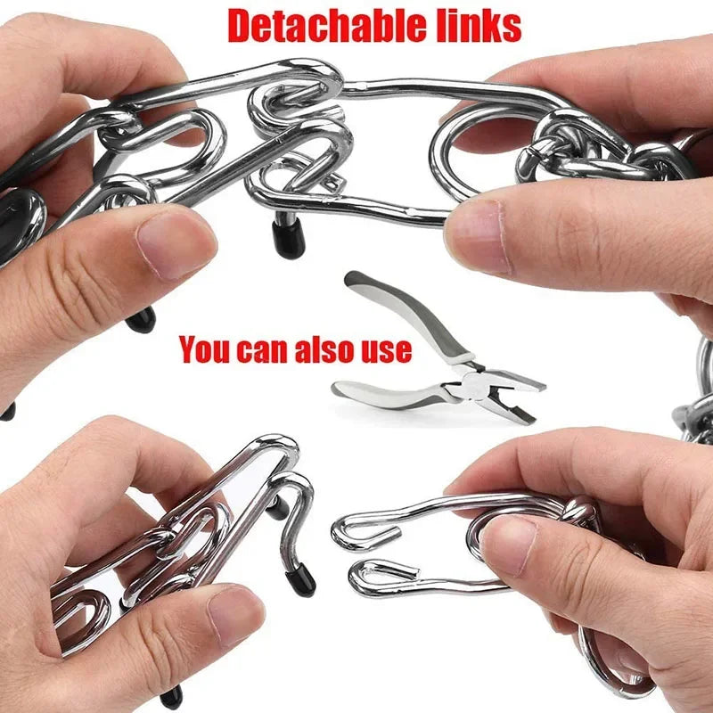 Pinch Dog Training Collar With Rubber Tips Stainless Steel