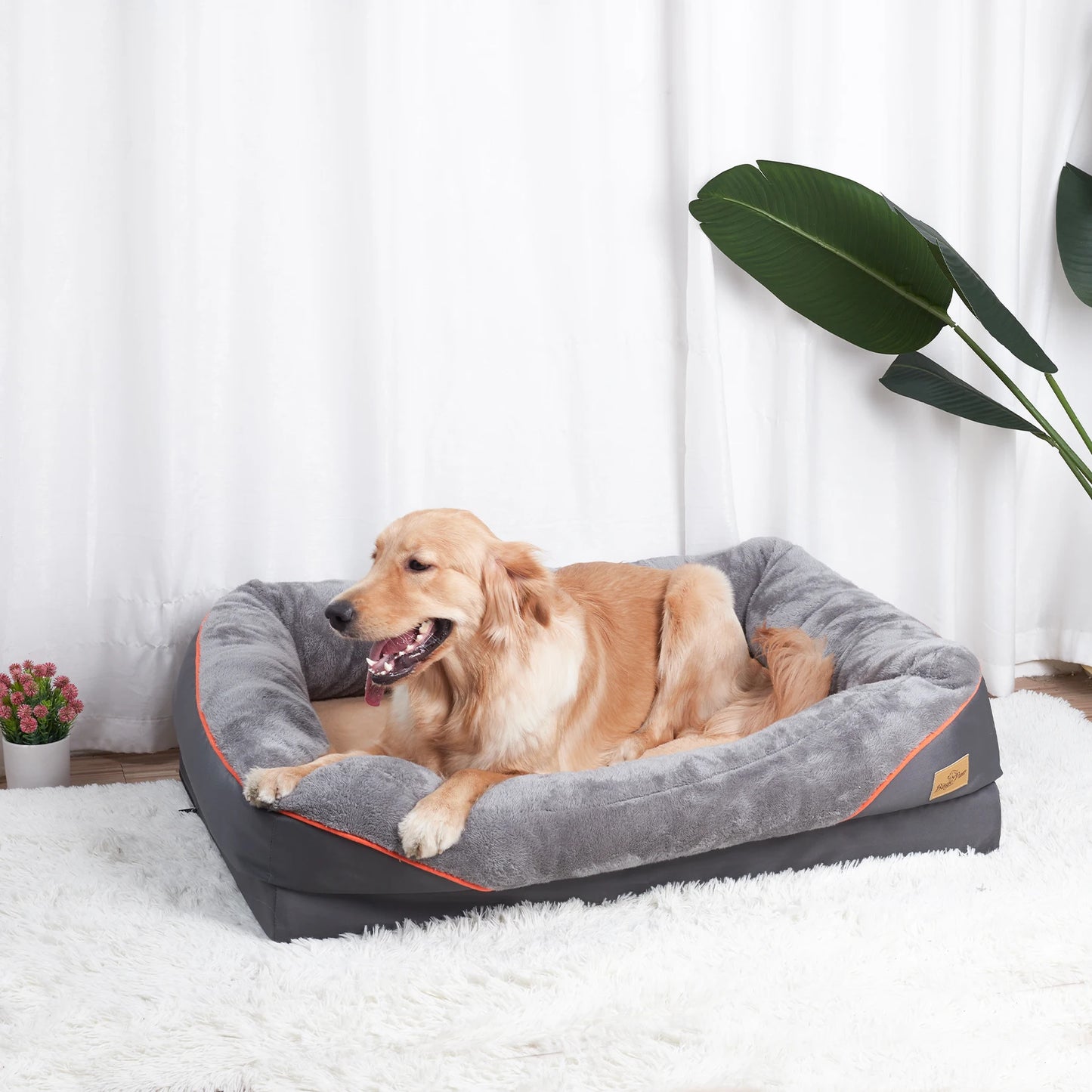 BINGOPAW Large Dog Bed Anti Allergy Warm Washable Removable Cover