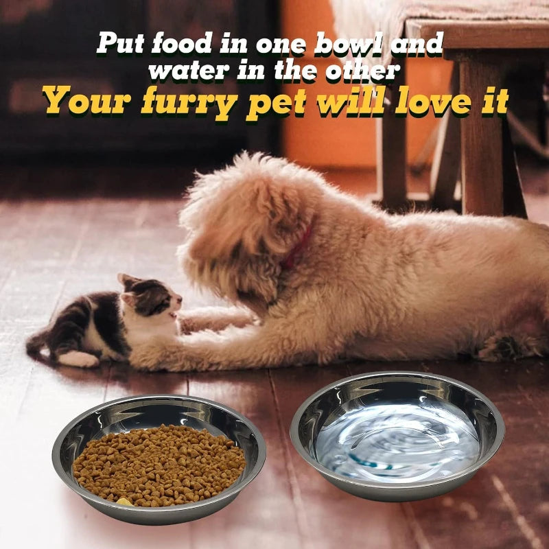 Slip Resistant Stainless Steel Cat Bowl With Anti Tip Base