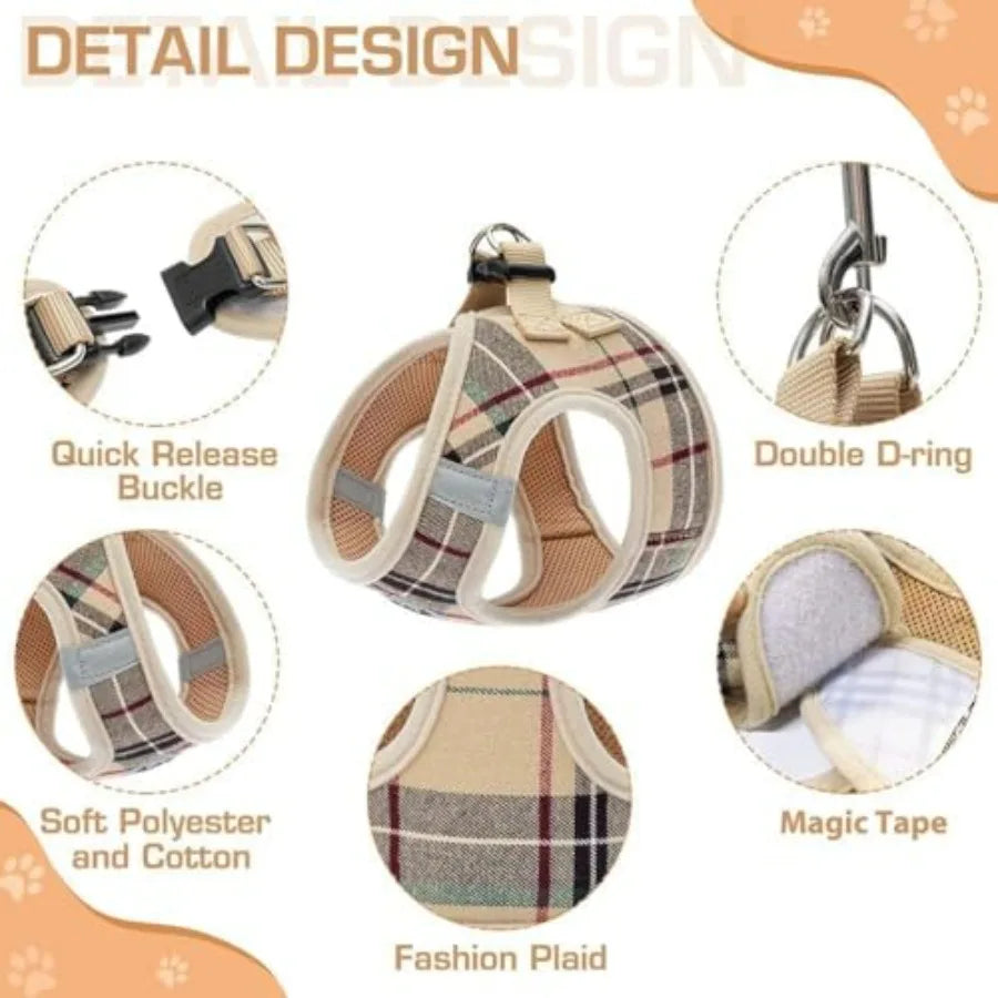 Dog Harness And Leash Set No-Pull Step-In Reflective Mesh Vest
