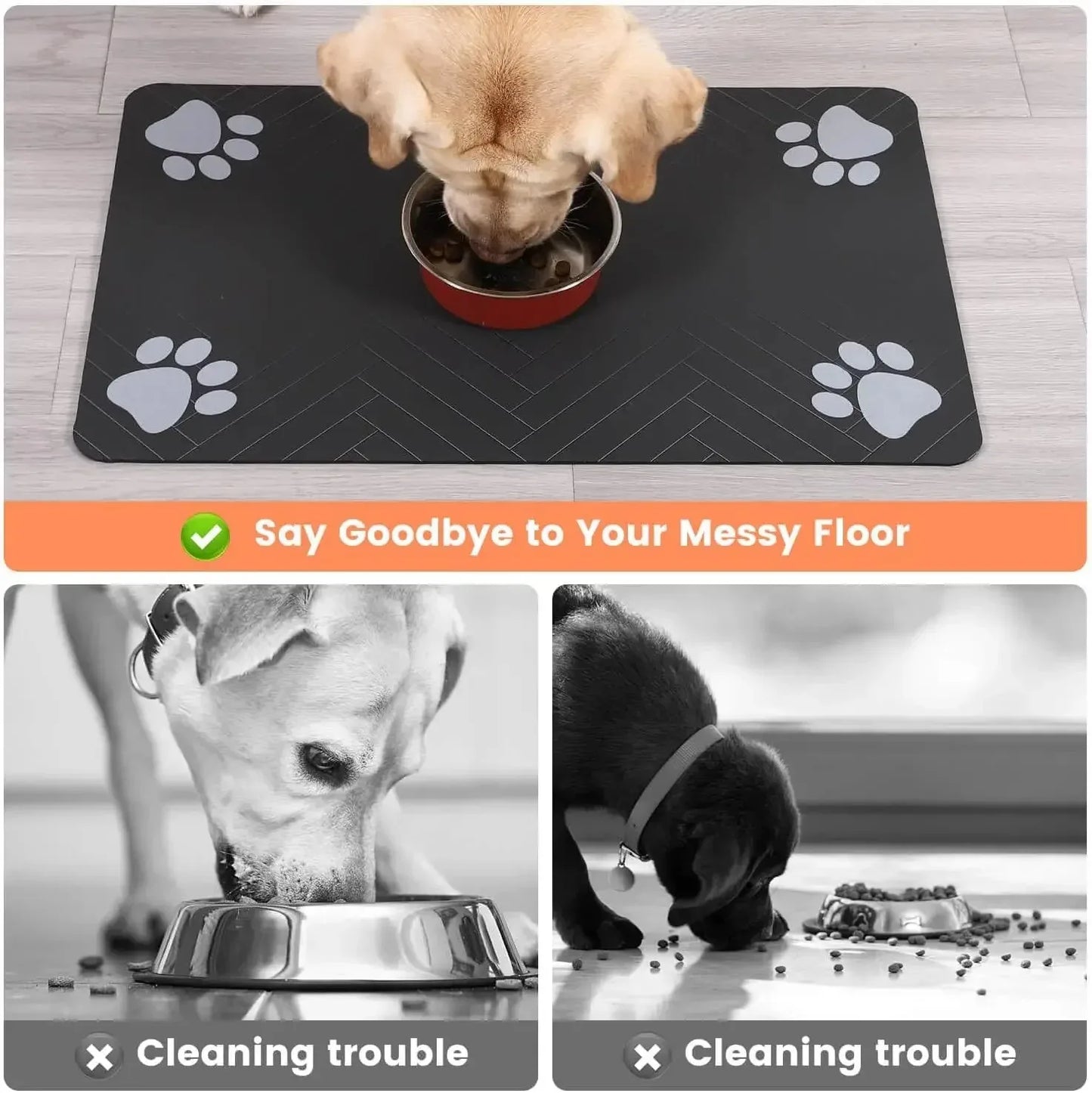 Pet Feeding Mat Absorbent Placemat With Waterproof Rubber Backing