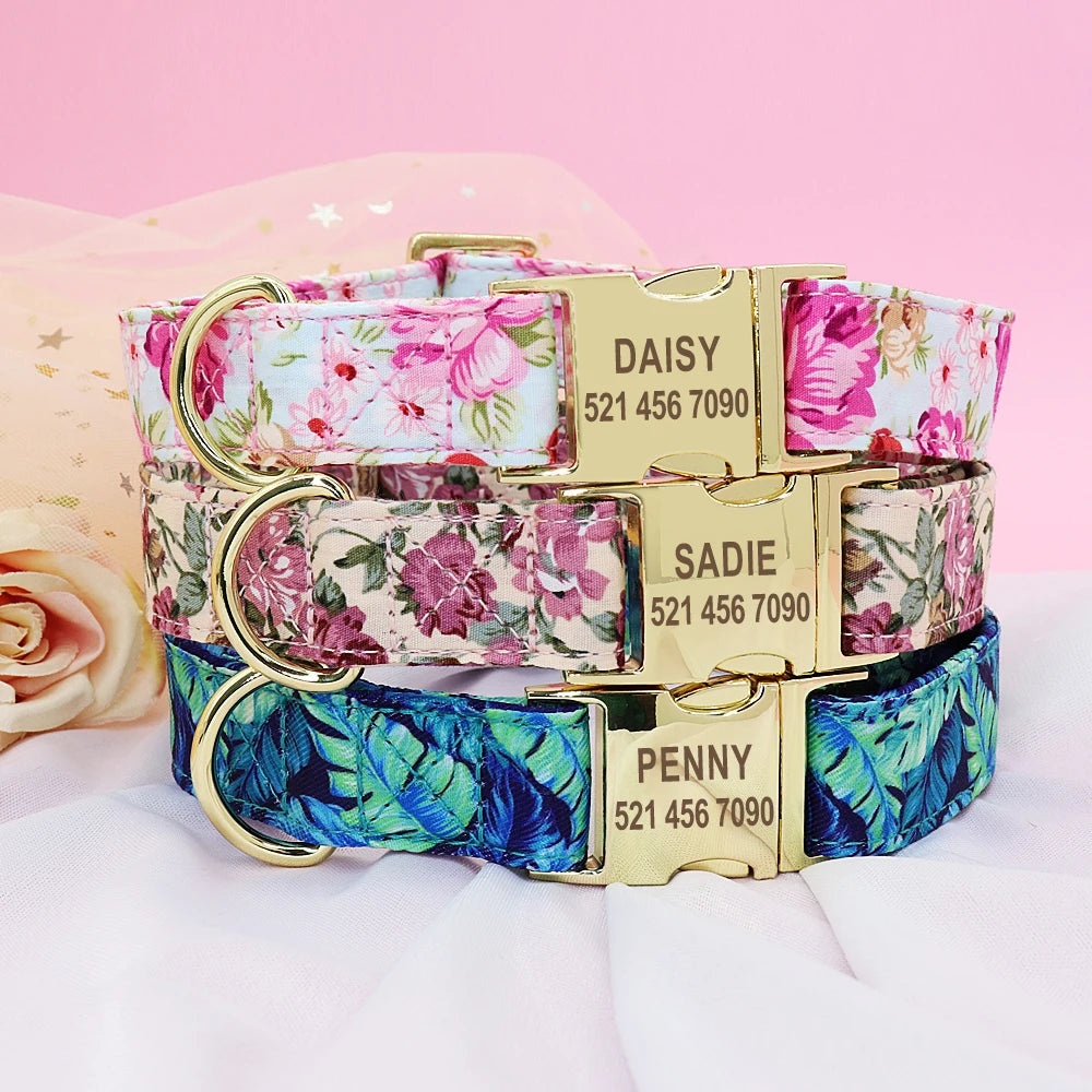 Personalized Nylon Dog Collar And Leash Set With Free Nameplate