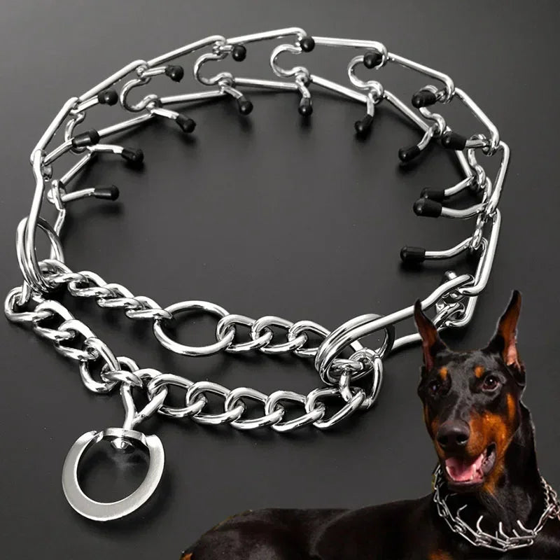 Pinch Dog Training Collar With Rubber Tips Stainless Steel