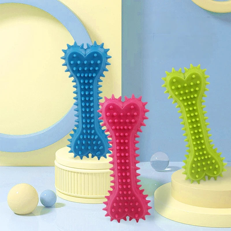 Bone Shape Dog Chew Toy Soft Rubber Bite Resistant For Small Dogs