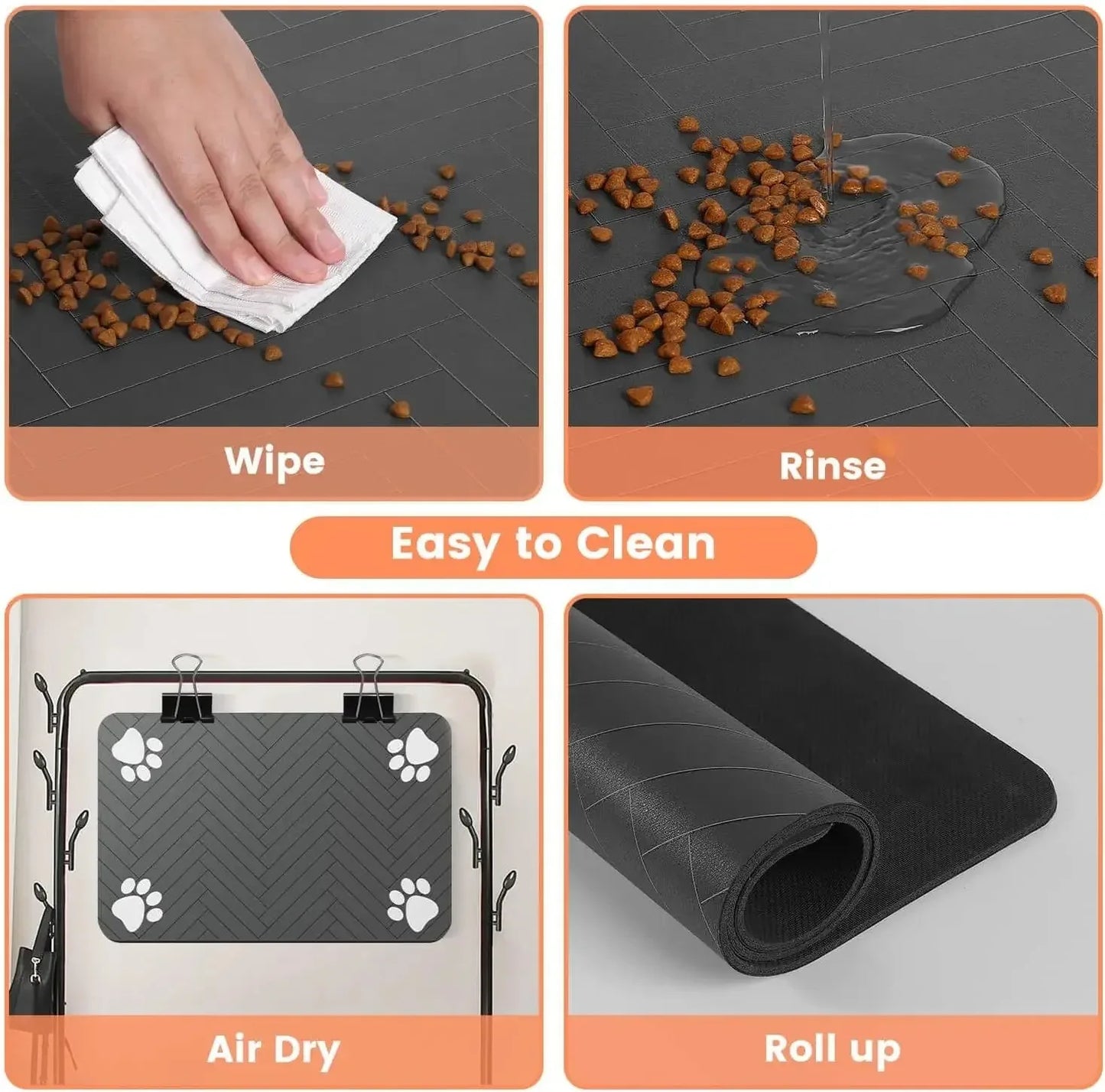 Pet Feeding Mat Absorbent Placemat With Waterproof Rubber Backing