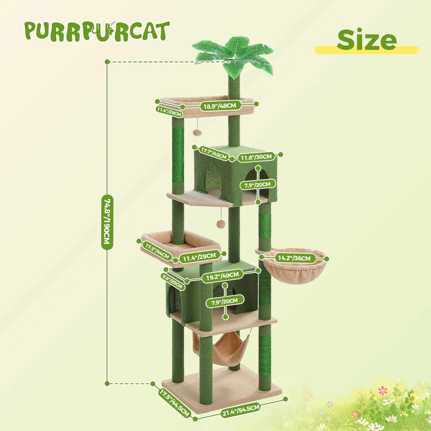 PAWZ Road Multi-Level Cat Tree For Cats With Scratching Posts