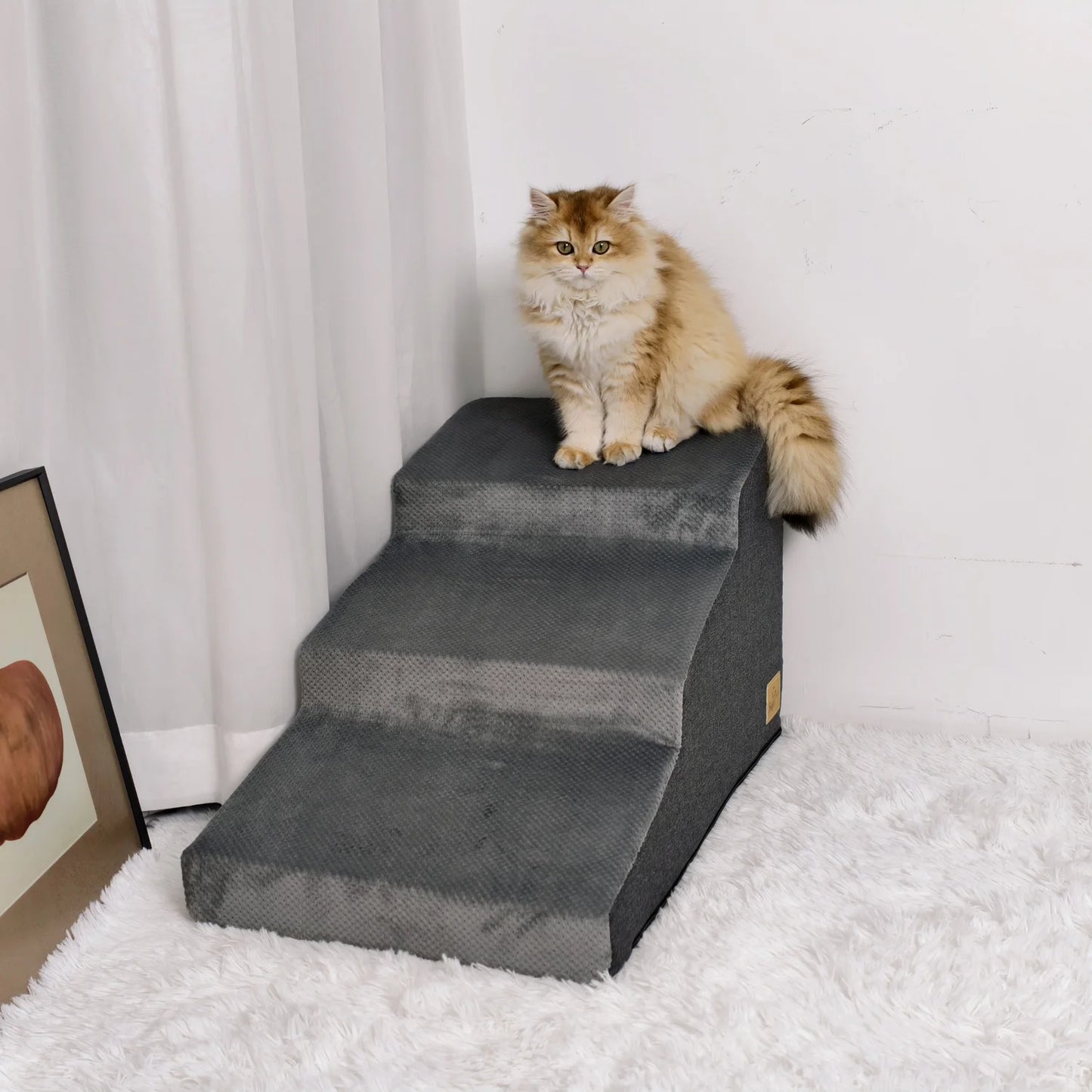 3/4 Step Dog Stairs With Washable Cover Non Slip Steps