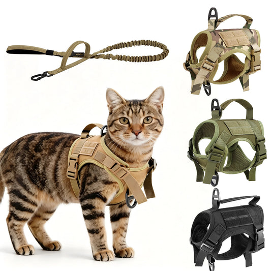 Cat Harness Vest And Leash Set Adjustable Escape Proof Mesh