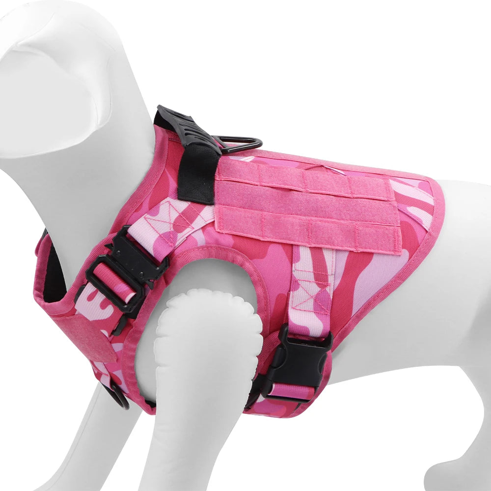 Military Camouflage Nylon Dog Harness With Adjustable Leash