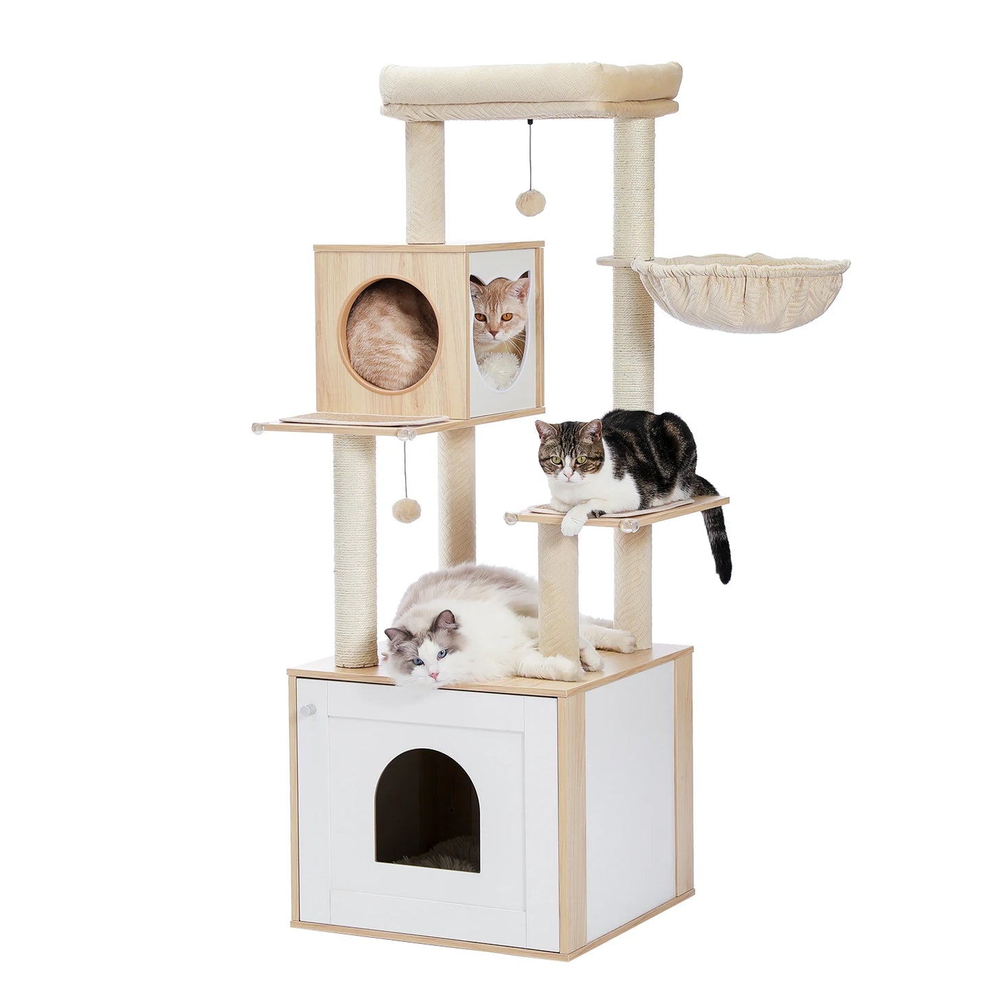 PAWZ Road Cat Tree Litter Box Enclosure And Storage Cabinet
