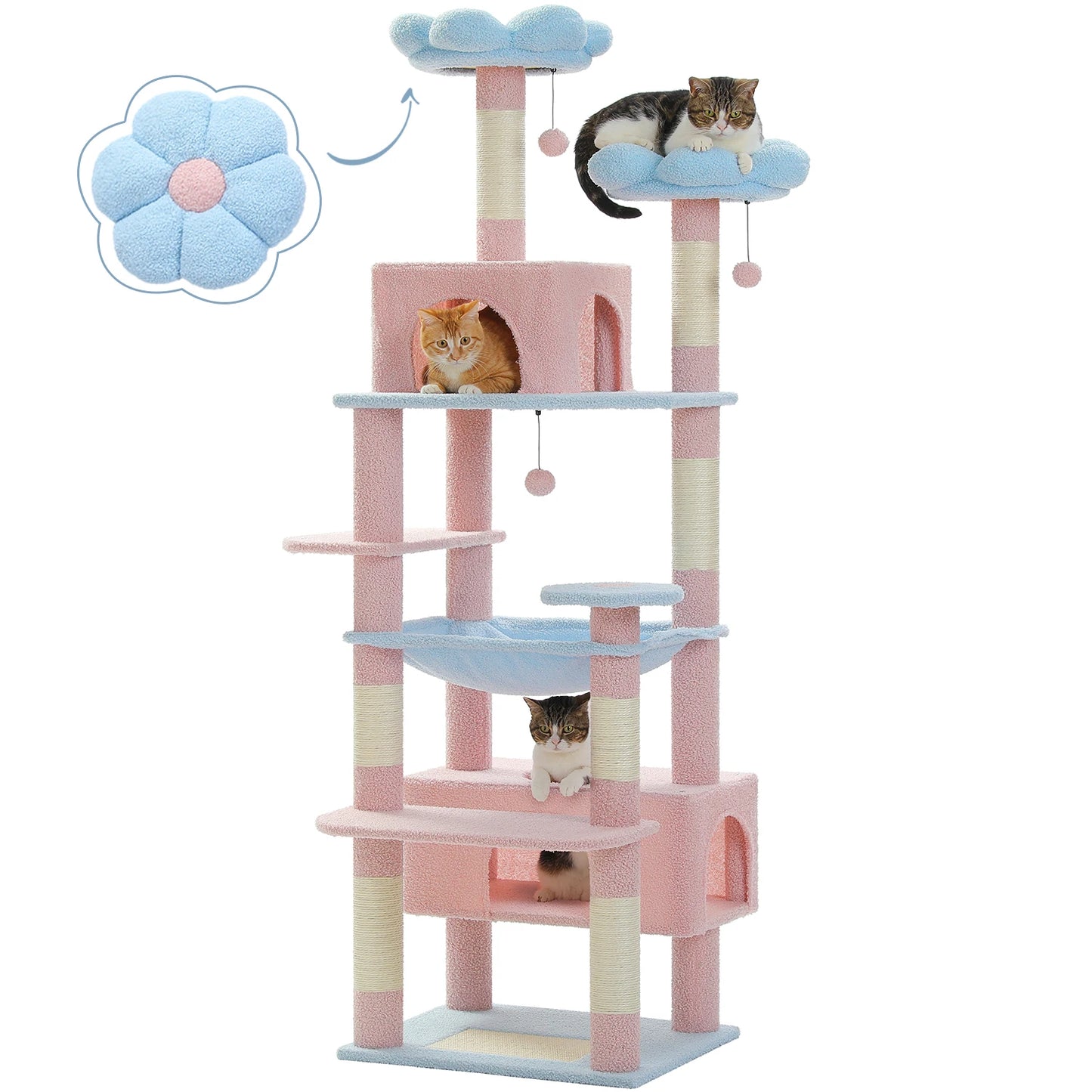 PEQULTI Multi Level Cat Tree Tower With Scratching Posts Hammock Indoor Cats