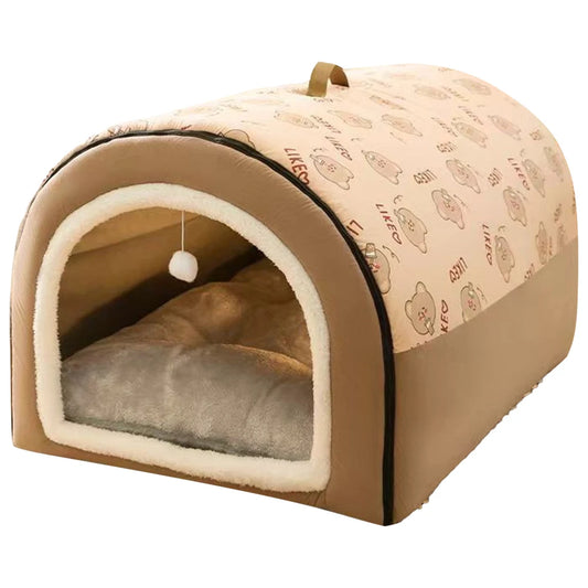 Detachable Warm Winter Dog Kennel With Washable Plush Mat