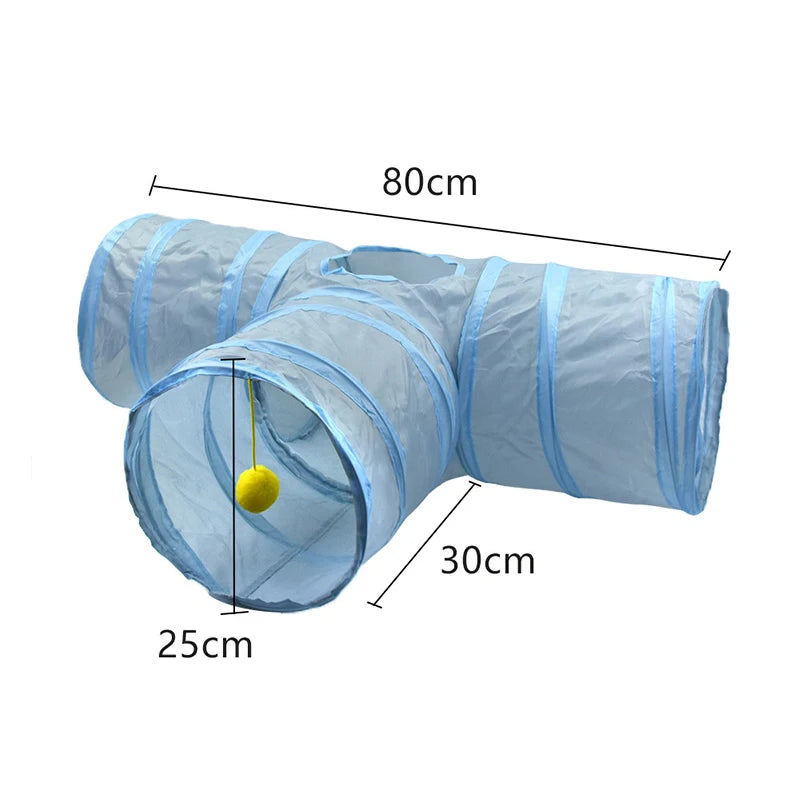 Foldable Cat Tunnel Toy With Peep Hole For Interactive Play