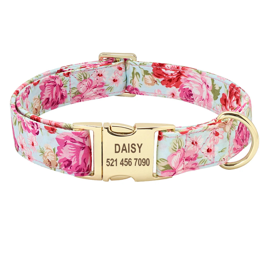Personalized Nylon Dog Collar And Leash Set With Free Nameplate