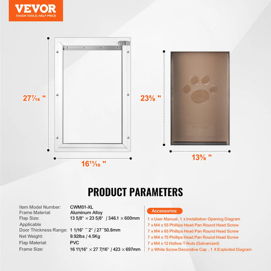 Pet Door With Aluminum Frame And Lockable Flap System Weatherproof