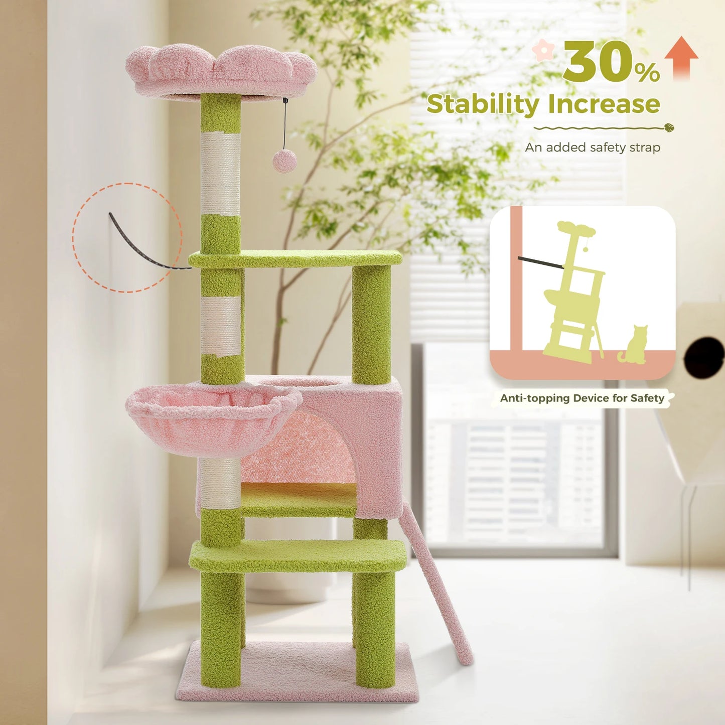 PAWZ Road Flower Cat Tree Multi Level Sisal Scratching Tower