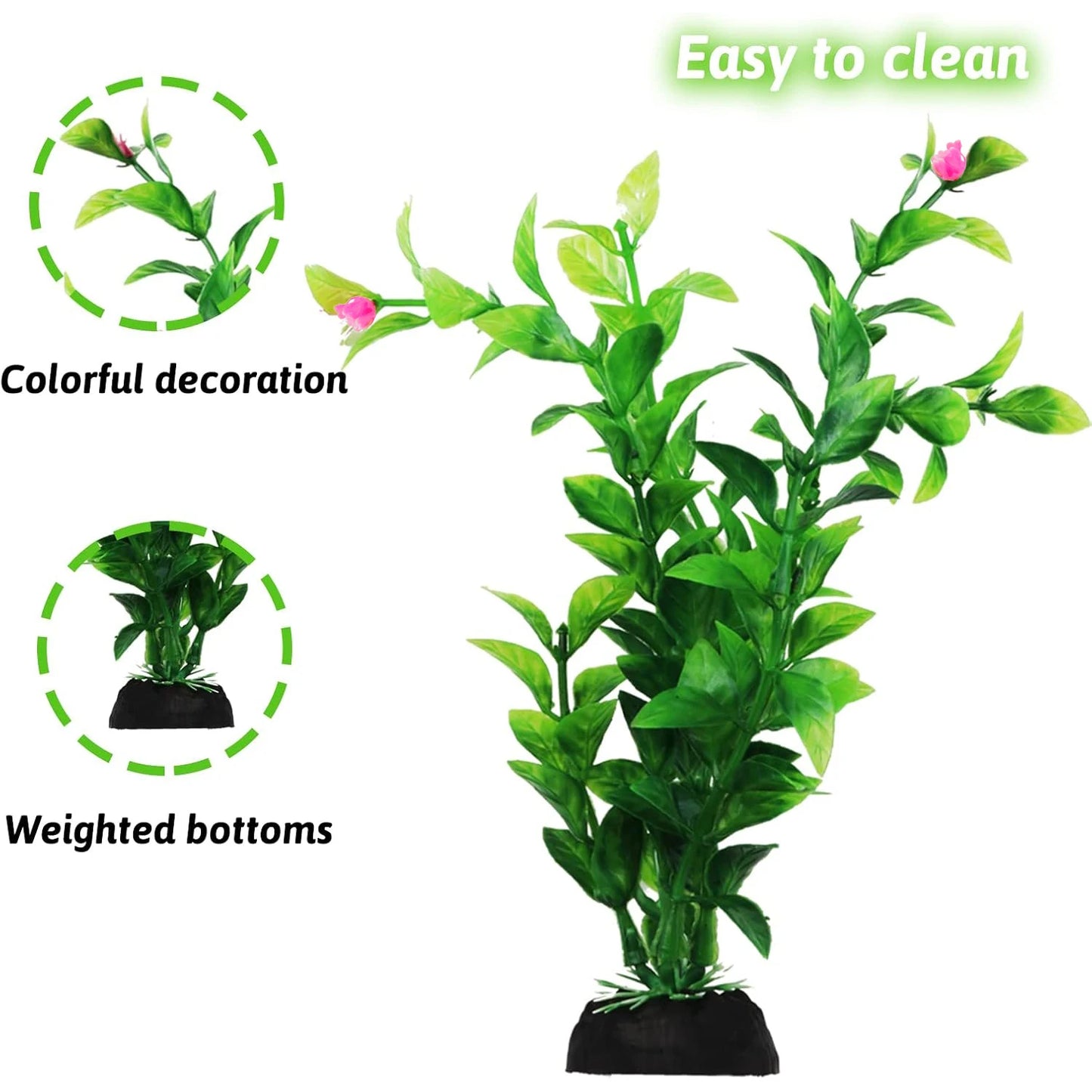 Aquarium Plastic Plant Decor Set For Fish Tanks 10 Piece