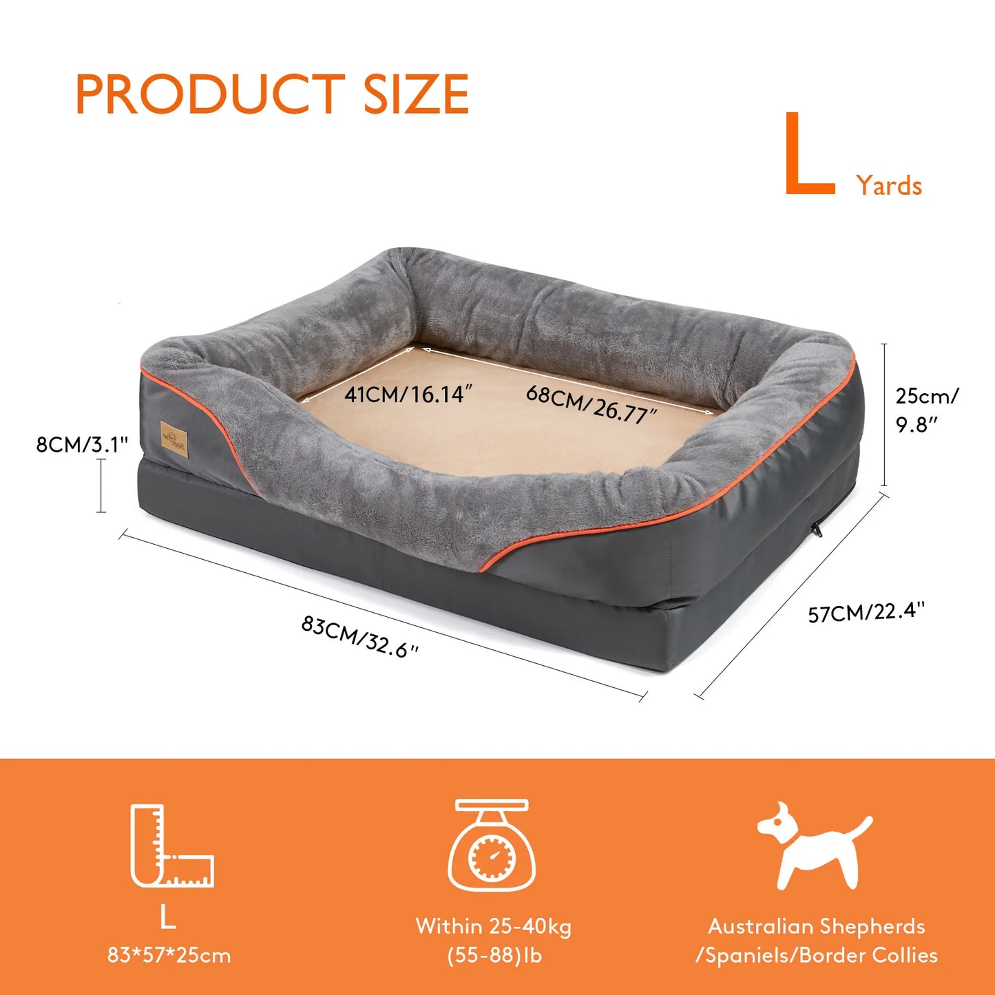 BINGOPAW Large Dog Bed Anti Allergy Warm Washable Removable Cover